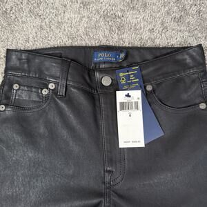 Polo Ralph Lauren Black Lamb Leather Pants Five-Pocket Straight Leg Sz 0 $998